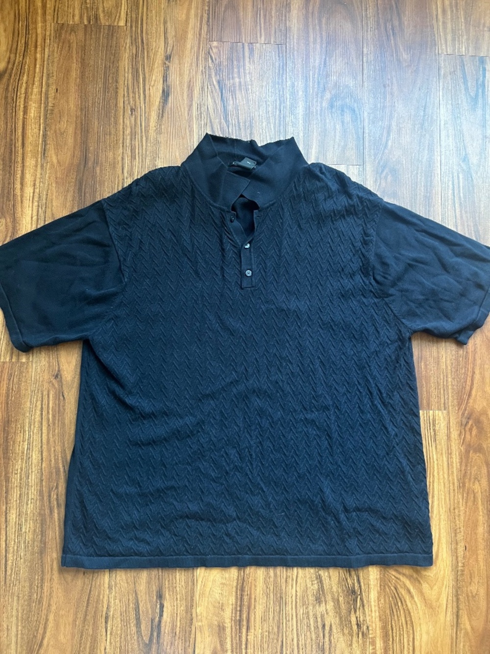 J. Ferrar Men’s Black Textured Knit Polo Sweater Short Sleeve